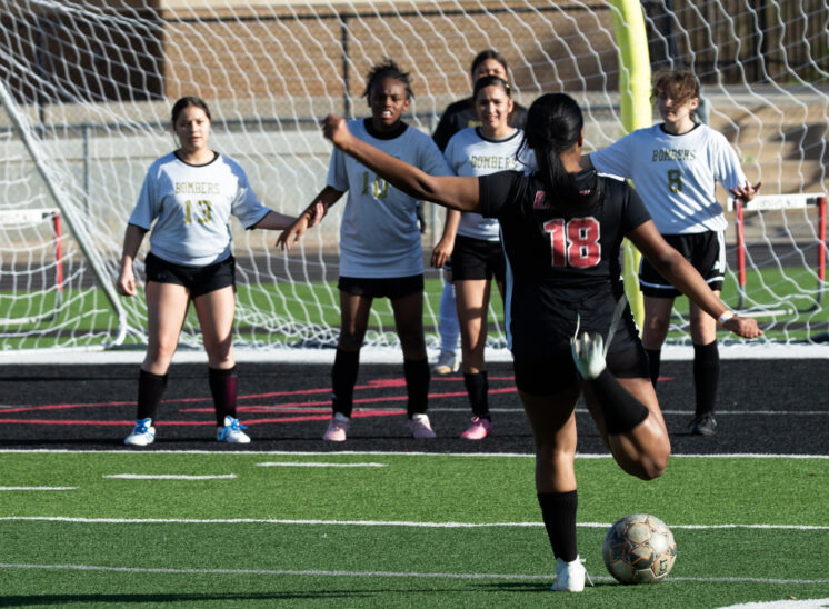 Midwest City vs Del City direct kick against Midwest City Girls Soccer